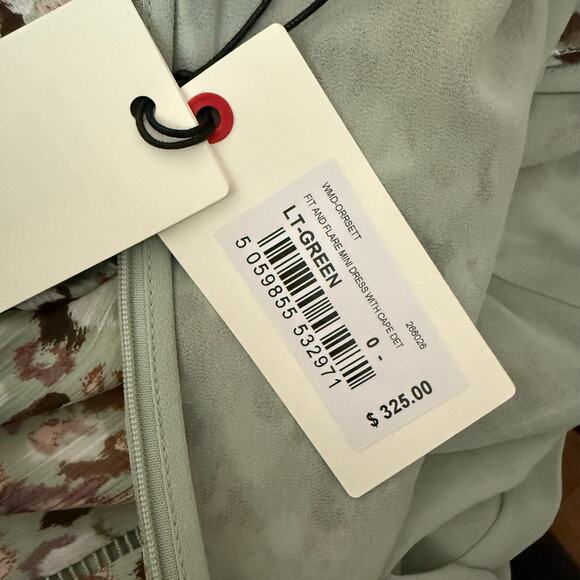 Ted Baker Orrsett Fit and Flare Mini ruffle cape Dress green US size 2 (size 0) - Picture 6 of 16